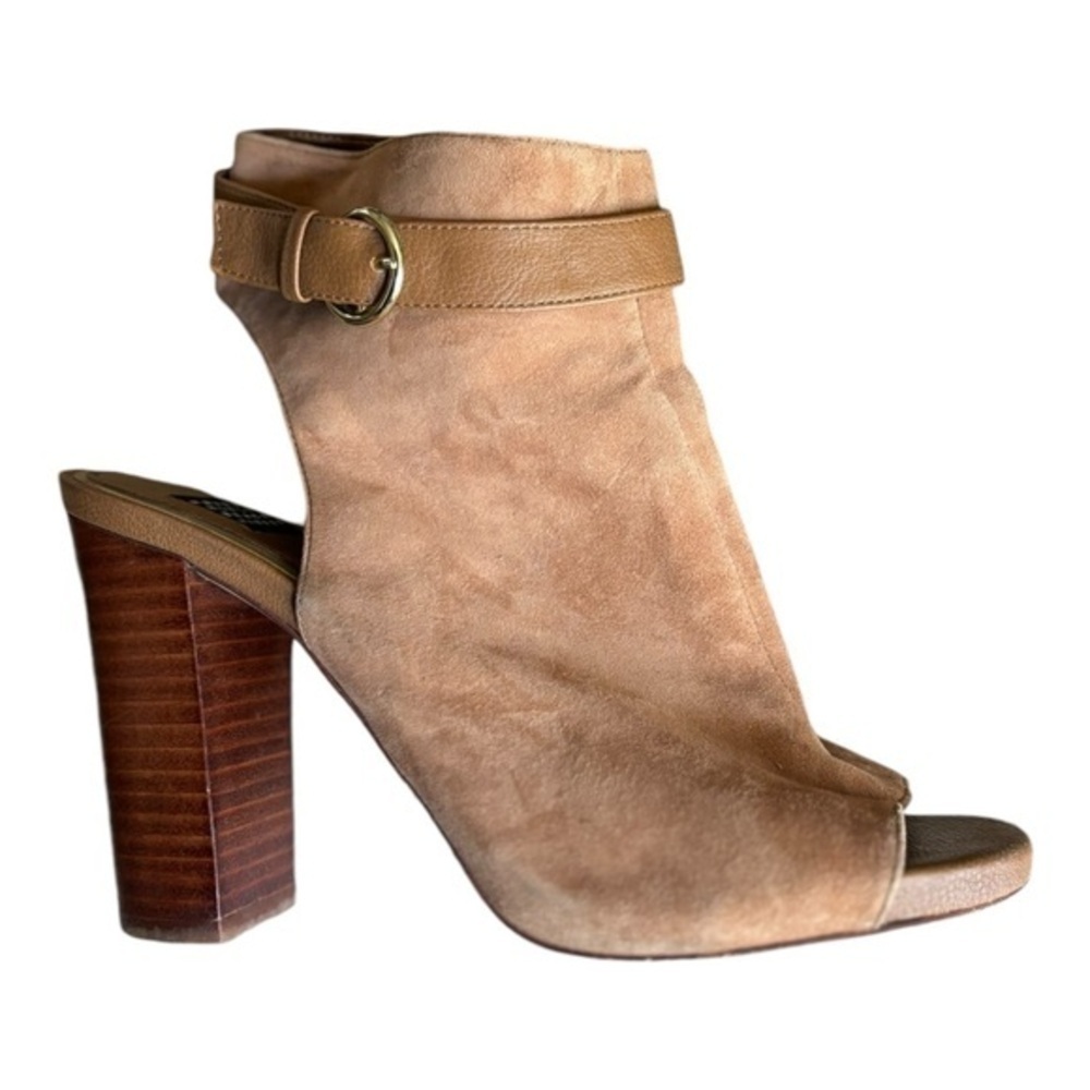 White House Black Market Tan Suede Peep Toe Booties Size 7
